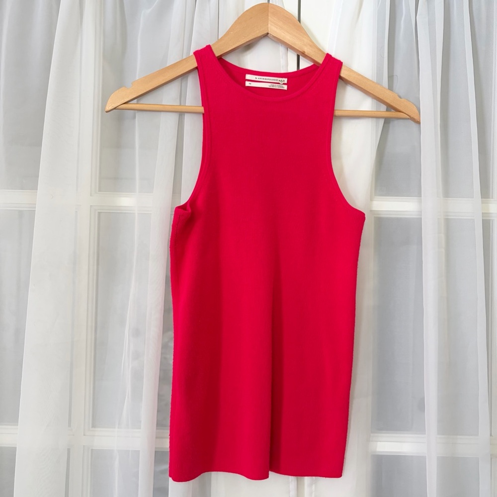 ANTHROPOLOGIE Ribbed Racerback Tank Top Hot Pink Size XS
